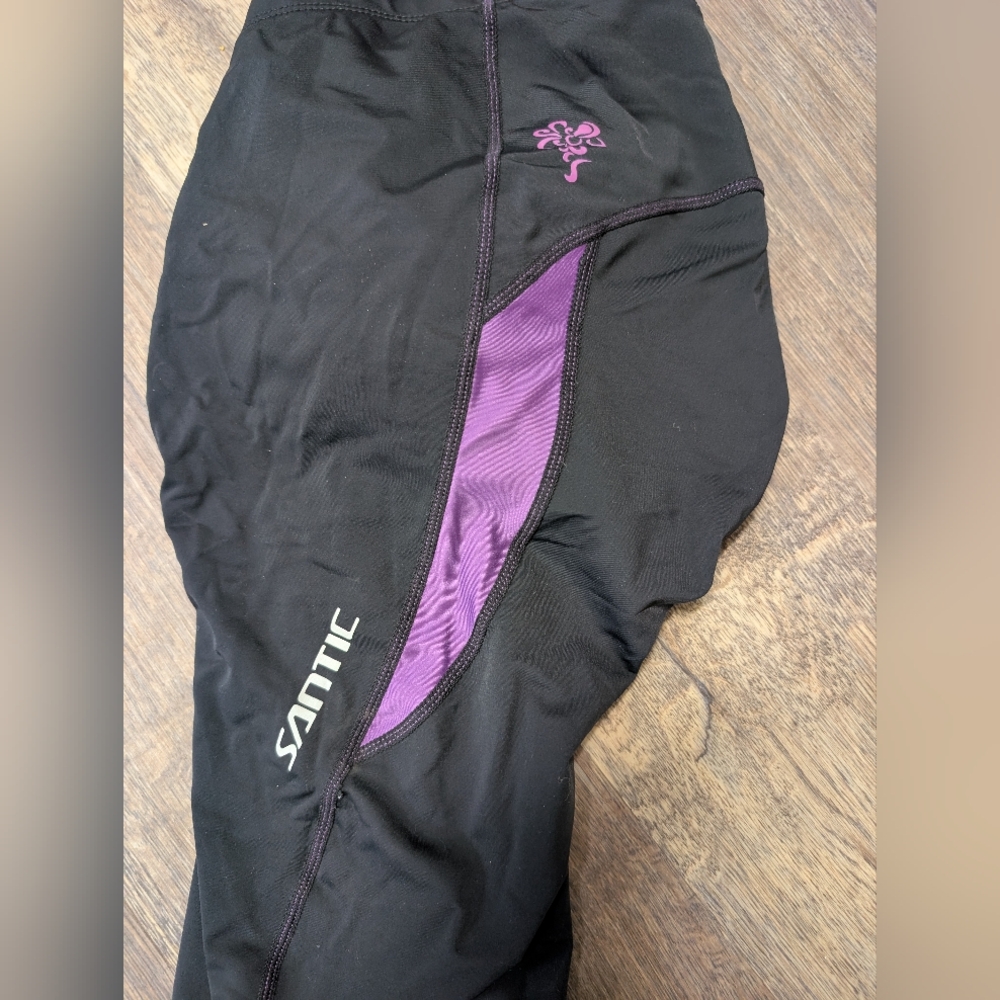 Santic Black and Purple Cycling Pants